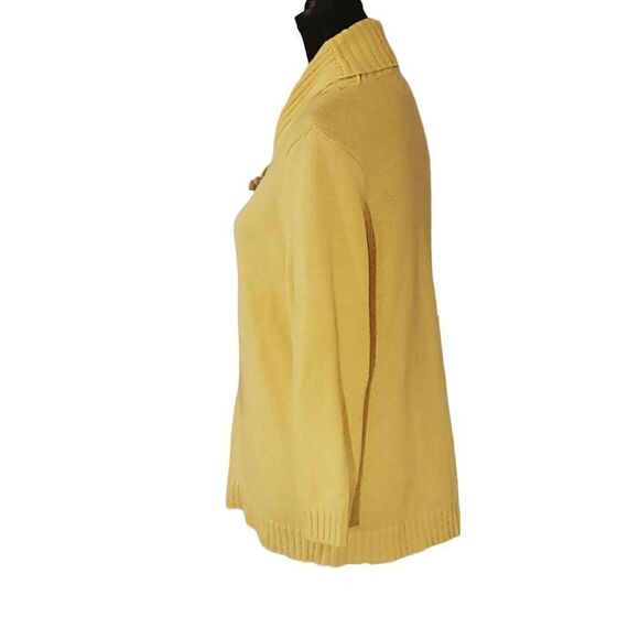 American Living Yellow 100% Cotton Cowl Neck Long Sleeve Pullover Sweater Size L - Picture 3 of 7